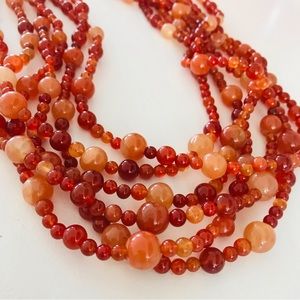 Vintage Six Strand Carnelian Torsade Necklace RARE!!